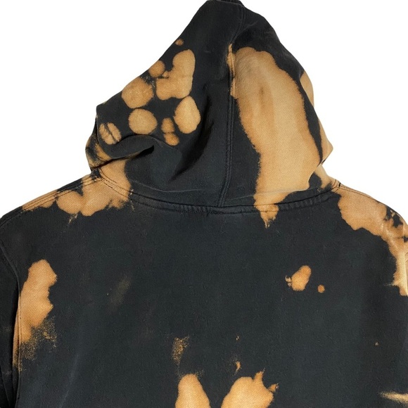 Obey Long Sleeve Hoodie Acid Wash Tie Dye Black Brown Kangaroo Pocket Medium - Picture 9 of 16